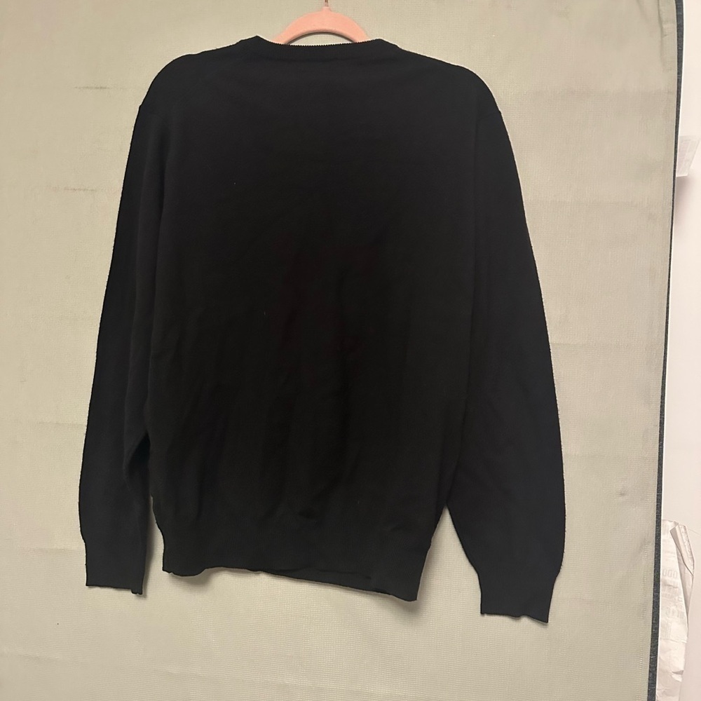 Jos A Bank Black Vneck Men Large 100% Italian Merino Wool Sweater Top - Picture 4 of 5